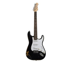 NEWEN Relic Stratocaster Style Electric Guitar Made in Argentina, White Oak, Black