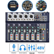 Digimore D-255 7-Channel Audio Mixer with USB & Phantom Power
