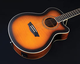 Washburn Festival EA15 Mini Jumbo Cutaway, Acoustic Electric Guitar, Tobacco Burst