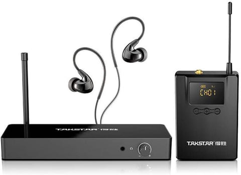 TAKSTAR WPM-300 UHF Wireless in-Ear Monitor System 10 Channels &amp; Bodypack Monitoring, 164Ft Transmission Distance in-Earphone