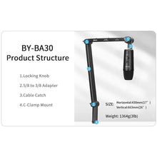 Boya BY-BA30 Boom Arm Aluminum Alloy Desk Holder Microphone Stand Bracket for Video Recording