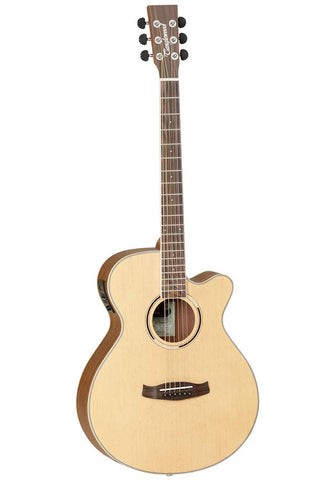 Tanglewood Discovery Exotic TW DBT SFCE OV Semi Acoustic Guitar, 6 Strings, Super Folk Cutaway, Natural Open Pore Satin Finish, Ovangkol Back