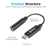 Boya BY-K4 3.5mm TRRS Female to USB Type-C Male Adapter Cable (6cm)