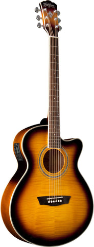 Washburn Festival EA15 Mini Jumbo Cutaway, Acoustic Electric Guitar, Tobacco Burst