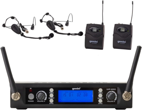 Gemini Sound UHF-6200HL Premium Wireless Lavalier &amp; Headset Mic System - Crystal Clear Audio for Stage Performances and Public