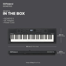 Roland GO:KEYS 5 Music Creation Keyboard | 61-Note Keyboard | Built-In Stereo Speakers | Mic Input | Bluetooth Audio/MIDI Support for Music Streaming - Graphite