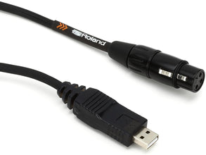 Roland Interconnect Cable, XLR (Female) to USB, Black PVC, 10-Feet