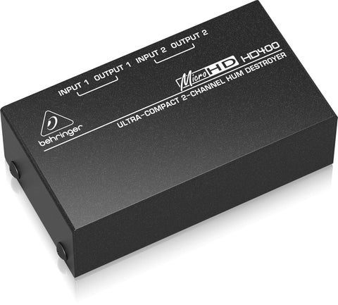 Behringer MicroHD HD400 Ultra-Compact 2-Channel Hum Destroyer, Silver