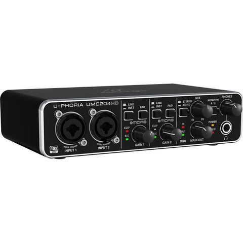 Behringer U-Phoria UMC204HD Audiophile 2x4, 24-Bit/192 kHz USB Audio/MIDI Interface with Midas Mic Preamplifiers