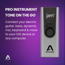 Apogee Jam Plus - Portable USB Audio Interface for Guitars, Bass, Keyboards and Instruments, Works with iOS, MAC OS and Windows PC, Made in USA