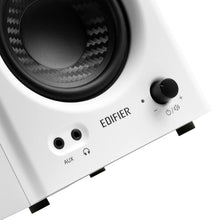 EDIFIER MR4 Studio Monitor - Smooth Frequency, 1' Silk Dome Tweeter, 4' Diaphragm Woofer, Wooden, RCA TRS, AUX, Ideal for Content Creators - White