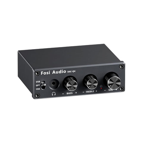 Fosi Audio Q4 Headphone Amplifier Mini Stereo DAC 24-Bit 192 KHz USB Optical Coaxial to RCA AUX Digital-to-Analog Audio Converter Adapter for Home Desktop Powered Active Speakers