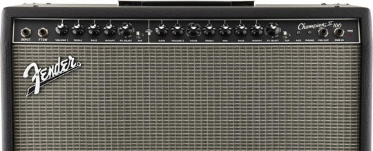 Fender Champion II 100, Combo Guitar Amp, 100W, Suitable For Electric Guitar, More Power, Upgraded Effects and Amp Models, Black/Silver