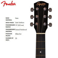 Fender Squier Acoustic Guitar Cutaway Electronics SA-105CE Black 930307006