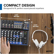 Gemini Sound GEM-12USB Compact 12 Channel Bluetooth Analog Audio Mixer - USB Playback (Black)