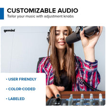 Gemini Sound GEM-12USB Compact 12 Channel Bluetooth Analog Audio Mixer - USB Playback (Black)