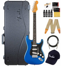 Fender American Ultra II Stratocaster - Noble Blue Bundle with Case, Strap, Cable, Hat, and Guitar Cleaning Kit
