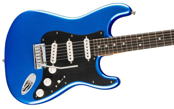 Fender American Ultra II Stratocaster - Noble Blue Bundle with Case, Strap, Cable, Hat, and Guitar Cleaning Kit