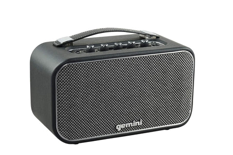 Gemini GTR-300 Retro Bluetooth Wireless Portable 60 Watt Speaker - With Built-In Rechargable Battery Includes Guitar and Microphone Inputs (Black)