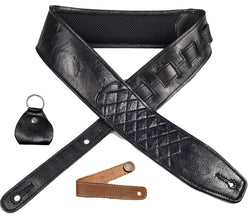 antigo® Leather Guitar Strap Belt for Acoustic/Electric/Bass/Folk/Mandolin/Heavy Guitars 3.0 Inch Wide with heavy Soft Cushion Padding for Extra Comfort Size Adjustable NAME CUSTOMIZABLE YH-GS-007