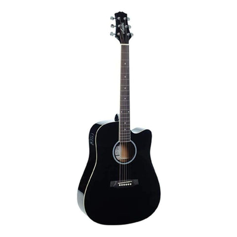 Ashton D20CEQ Dreadnought 41-Inch Cutaway Electro-Acoustic Guitar (Black)