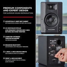 M-Audio Bx4 120-Watt Powered Rca, Auxiliary Studio Monitors / Desktop Computer Speakers For Music Production, Gaming, Live Streaming, And Podcasting (Pair)