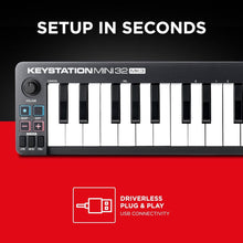 M-Audio Keystation Mini 32 MK3 - USB MIDI Keyboard Controller with 32 Velocity Sensitive Mini Keys and Recording Software Included