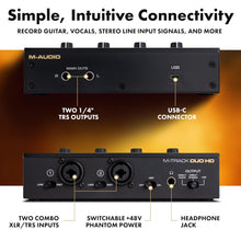 M-AUDIO M-TRACK DUO HD - Pro-Grade 2x2 USB-C Audio Interface for Mac, PC, iOS and Android