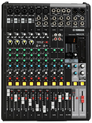 Yamaha MG12X (6 XLR + 3 Stereo + Echo Effects without USB) Analog Mixing Console,12-channel Stereo Mixer with D-Pre Preamps, 24 Effect Programs, and 1-knob Compressor