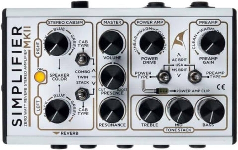 DSM &amp; Humboldt - Simplifier MK-2 II DLX Zero Watt Dual Channel &amp; Reverb Stereo Amplifier, Micro Amp, Mini Amp, Easy-to-Use Analog AMP Simulation with Headphone Output &amp; AUX Slots - 200mA &amp; 9 to 12 V