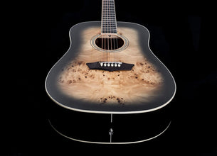 Washburn Deep Forest Burl 6 String Acoustic Guitar, Right, Black Fade (DFBDB)