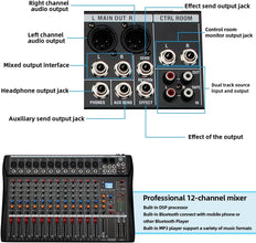 Digimore D-285 Professional 12-Channel Audio Mixer with USB & BT