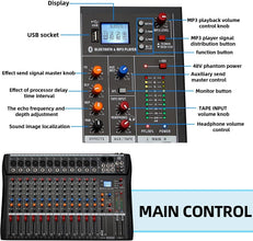 Digimore D-285 Professional 12-Channel Audio Mixer with USB & BT