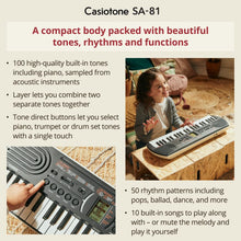 Casiotone Mini Keyboard SA-81 with Piano tones, Black