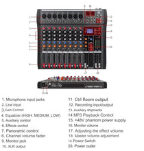 Digimore D-260 Professional 8-Channel Audio Mixer with USB & BT