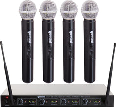 Gemini UHF-04HL: 4-Channel UHF Wireless Headset & Lapel Mic System - for Fitness, Speaking, Church & More