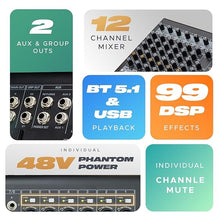 Digimore D-290 12-Channel Live Audio Mixer with DSP & Bluetooth 5.1