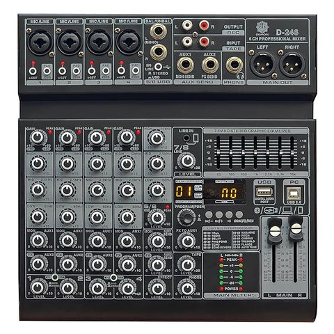 Digimore D-246 6-Channel Audio Mixer with Interface & DSP Effects