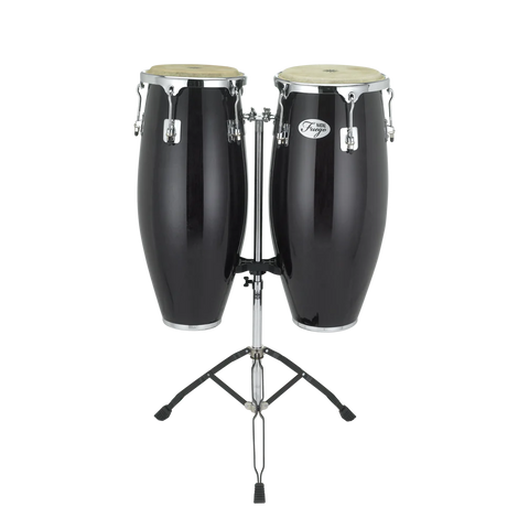 Natal NGU1011-BHC Natural Wood Congas 10inch and 11inch Chrome Hardware Stand, Black Gloss