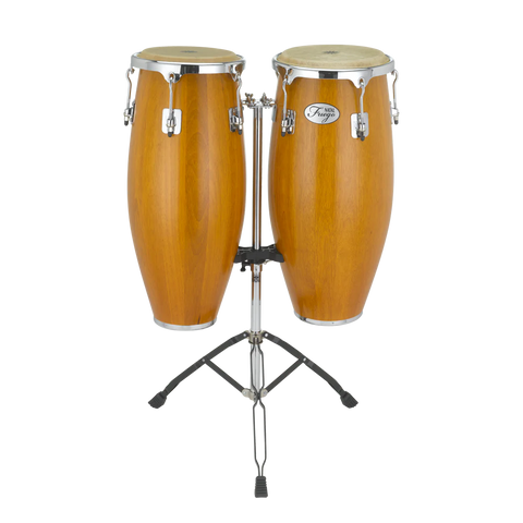 Natal NGU1011-MCH Natural Wood Congas 10inch and 11inch Chrome Hardware Stand, Matt Honey