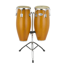 Natal NGU1011-MCH Natural Wood Congas 10inch and 11inch Chrome Hardware Stand, Matt Honey