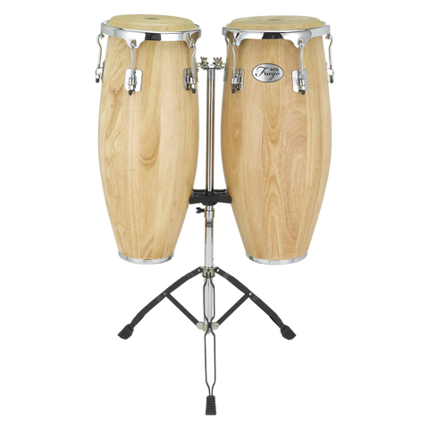 Natal NGU1011-MCN Natural Wood Congas 10inch and 11inch Chrome Hardware Stand, Matt Natural