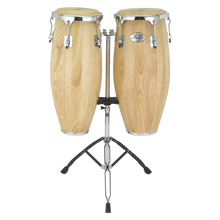 Natal NGU1011-MCN Natural Wood Congas 10inch and 11inch Chrome Hardware Stand, Matt Natural