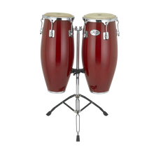 Natal NGU1011-RHC Natural Wood Congas 10inch and 11inch Chrome Hardware Stand, Red Gloss