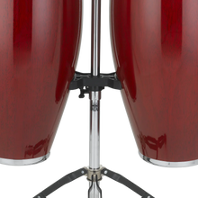 Natal NGU1011-RHC Natural Wood Congas 10inch and 11inch Chrome Hardware Stand, Red Gloss