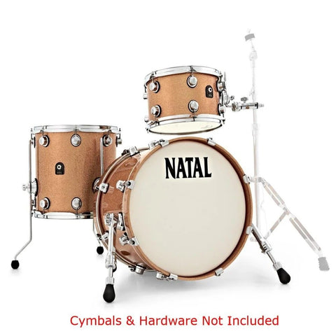 Natal Cafe Racer Series KTW-TJ-CPS Traditional Jazz 3 Piece Shell Pack Acoustic Drum Kit Without Hardware &amp; Cymbals, Champagne Sparkle