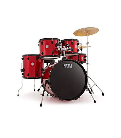 Natal K-EVB-UF20 Evolution Fusion 5-Piece Acoustic Drum Kit with Hardware&amp; Cymbals - Red