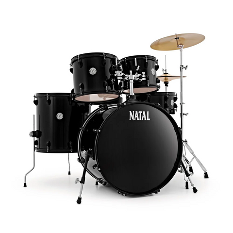 Natal K-EVB-UF22 Evolution 5-Piece Shell Pack Acoustic Drum Kit with Hardware &amp; Cymbals - Black