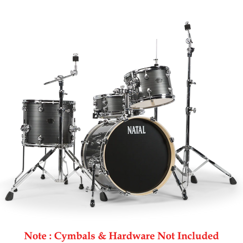 Natal KARB-TJ-GST Arcadia Birch Series Traditional Jazz TJ 4 Piece Shell Pack Acoustic Drum Kit Without Hardware &amp; Cymbals - Grey Strata