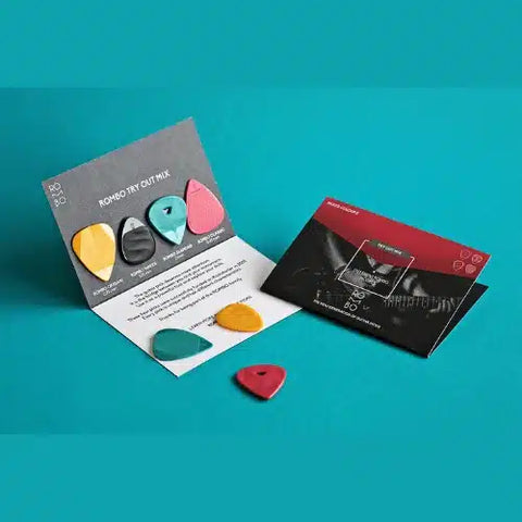 ROMBO Try Out Mix (4 Guitar Picks) .45mm, 2.0mm, .75mm and 1.25mm